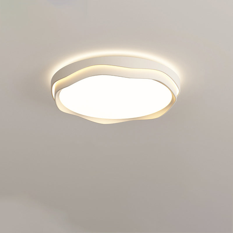 Modern Minimalist Cream Square Round Iron Acrylic PE LED Flush Mount Ceiling Light For Bedroom