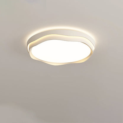 Modern Minimalist Cream Square Round Iron Acrylic PE LED Flush Mount Ceiling Light For Bedroom