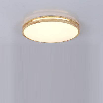 Modern Minimalist Round Wood Iron PE LED Flush Mount Ceiling Light For Living Room