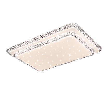Contemporary Simplicity Iron Acrylic Round Square Rectangular Double Ring LED Spotlight Flush Mount Ceiling Light For Living Room