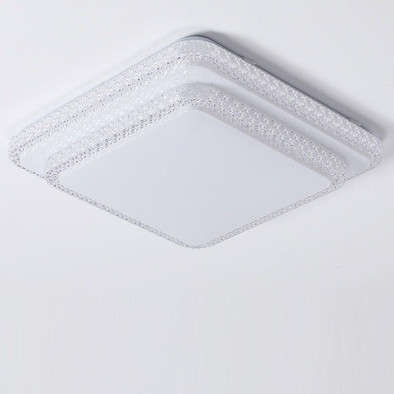 Contemporary Simplicity Iron Acrylic Round Square Rectangular Double Ring LED Spotlight Flush Mount Ceiling Light For Living Room