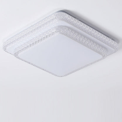Contemporary Simplicity Iron Acrylic Round Square Rectangular Double Ring LED Spotlight Flush Mount Ceiling Light For Living Room