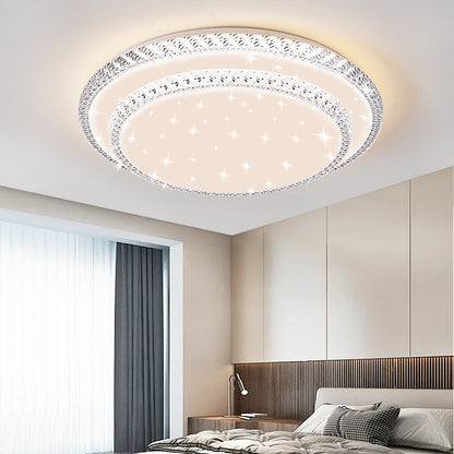 Contemporary Simplicity Iron Acrylic Round Square Rectangular Double Ring LED Spotlight Flush Mount Ceiling Light For Living Room
