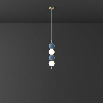 Modern Minimalist Vertical String Ball Brass Acrylic LED Pendant Light For Bedroom
