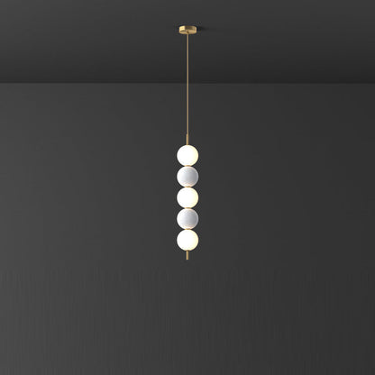 Modern Minimalist Vertical String Ball Brass Acrylic LED Pendant Light For Bedroom
