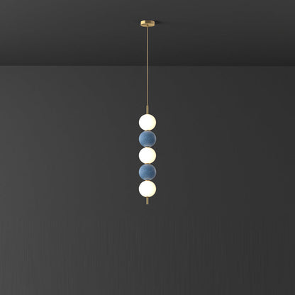 Modern Minimalist Vertical String Ball Brass Acrylic LED Pendant Light For Bedroom