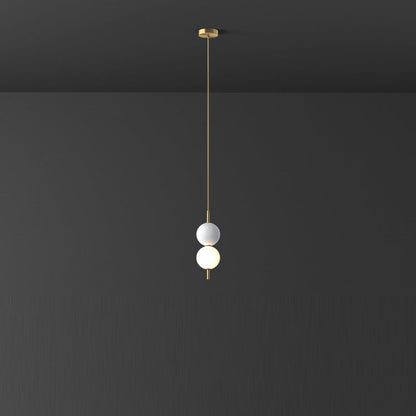 Modern Minimalist Vertical String Ball Brass Acrylic LED Pendant Light For Bedroom