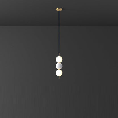 Modern Minimalist Vertical String Ball Brass Acrylic LED Pendant Light For Bedroom