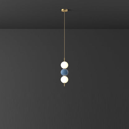 Modern Minimalist Vertical String Ball Brass Acrylic LED Pendant Light For Bedroom