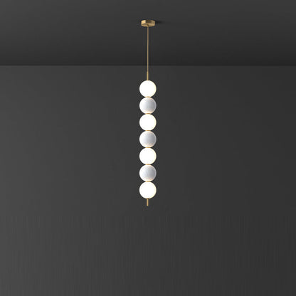 Modern Minimalist Vertical String Ball Brass Acrylic LED Pendant Light For Living Room