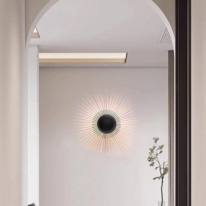 Contemporary Creative Aluminum Round Sunflower LED Wall Sconce Lamp For Living Room