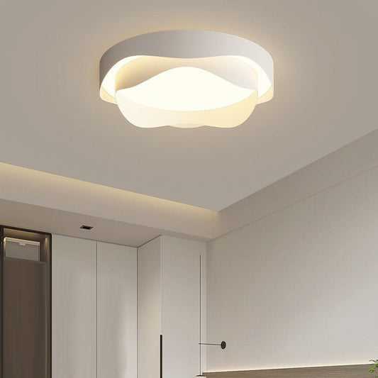Modern Simplicity Cream Flower Shape Iron Acrylic LED Flush Mount Ceiling Light For Bedroom