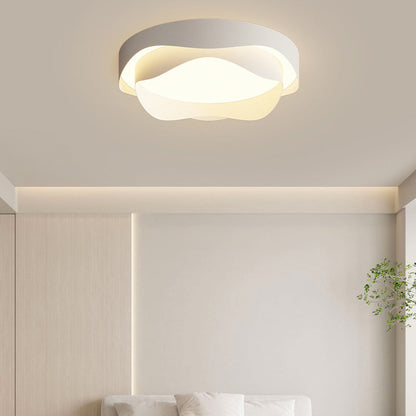Modern Simplicity Cream Flower Shape Iron Acrylic LED Flush Mount Ceiling Light For Bedroom