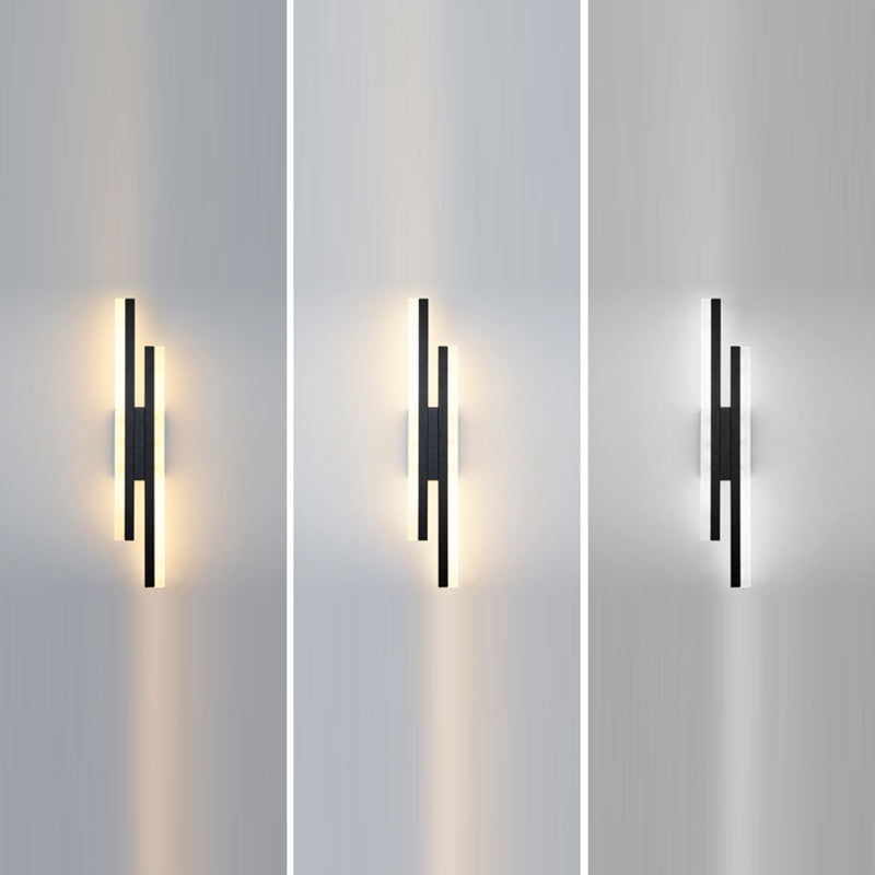 Contemporary Nordic Iron Aluminum Acrylic Asymmetrical Double Line LED Wall Sconce Lamp For Living Room