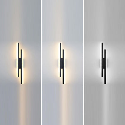 Contemporary Nordic Iron Aluminum Acrylic Asymmetrical Double Line LED Wall Sconce Lamp For Living Room