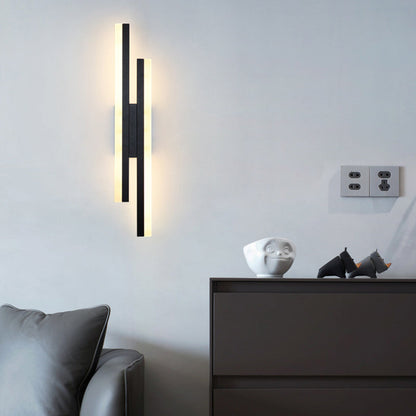 Contemporary Nordic Iron Aluminum Acrylic Asymmetrical Double Line LED Wall Sconce Lamp For Living Room