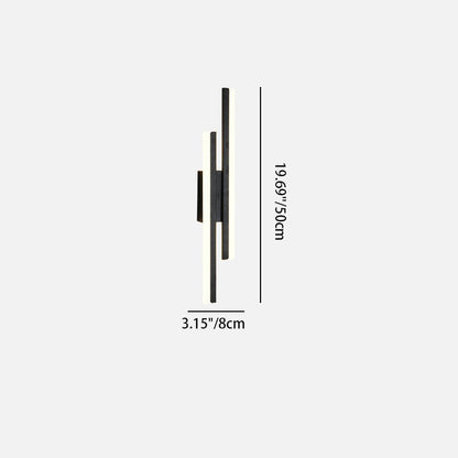 Contemporary Nordic Iron Aluminum Acrylic Asymmetrical Double Line LED Wall Sconce Lamp For Living Room