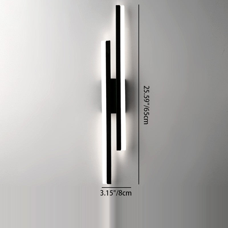 Contemporary Nordic Iron Aluminum Acrylic Asymmetrical Double Line LED Wall Sconce Lamp For Living Room
