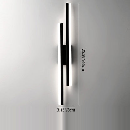 Contemporary Nordic Iron Aluminum Acrylic Asymmetrical Double Line LED Wall Sconce Lamp For Living Room