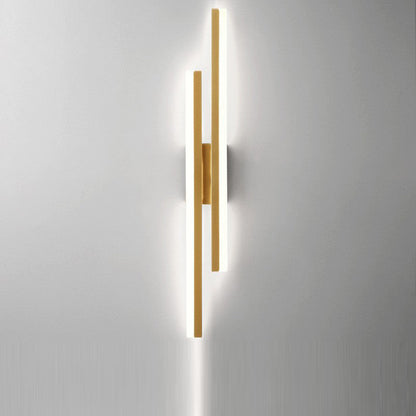 Contemporary Nordic Iron Aluminum Acrylic Asymmetrical Double Line LED Wall Sconce Lamp For Living Room
