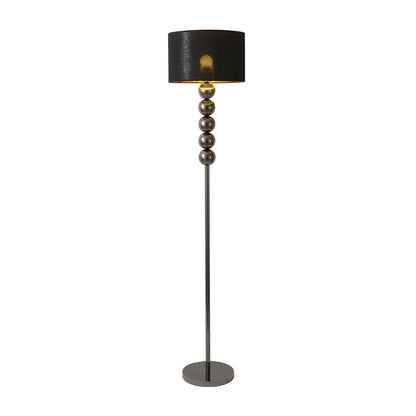 Modern Luxury Drum Shape Beaded Column Iron Fabric 1-Light Standing Floor Lamp For Living Room