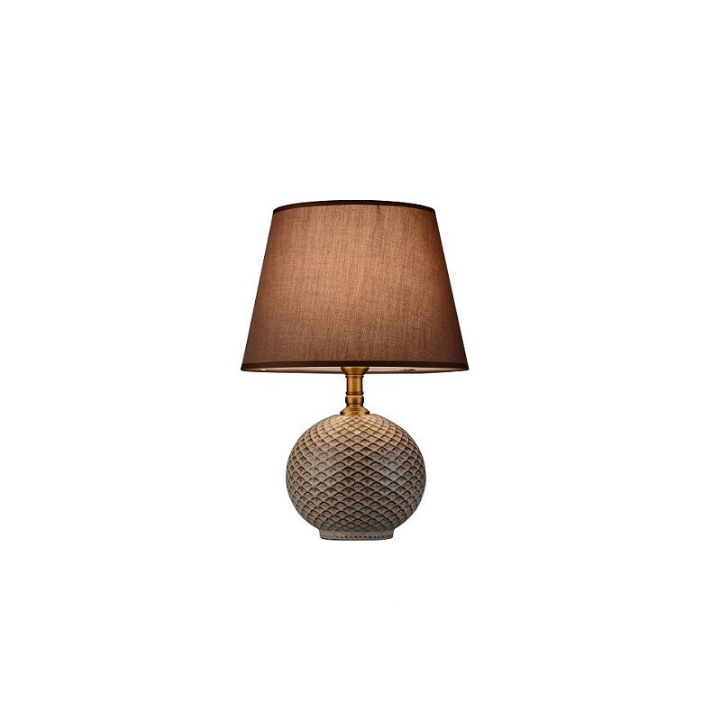Traditional Vintage Round Base Drum Shape Ceramic Brass Fabric 1-Light Table Lamp For Living Room