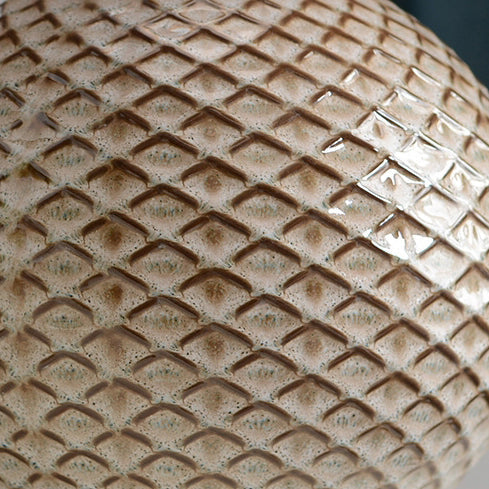 Traditional Vintage Round Base Drum Shape Ceramic Brass Fabric 1-Light Table Lamp For Living Room
