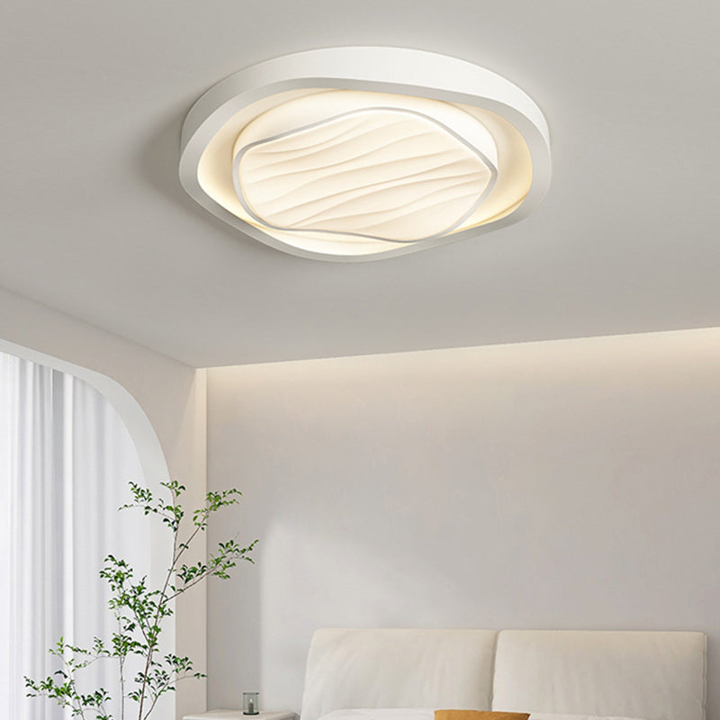 Modern Simplicity Cream Irregular Pentagon Triangle Iron Acrylic LED Flush Mount Ceiling Light For Bedroom