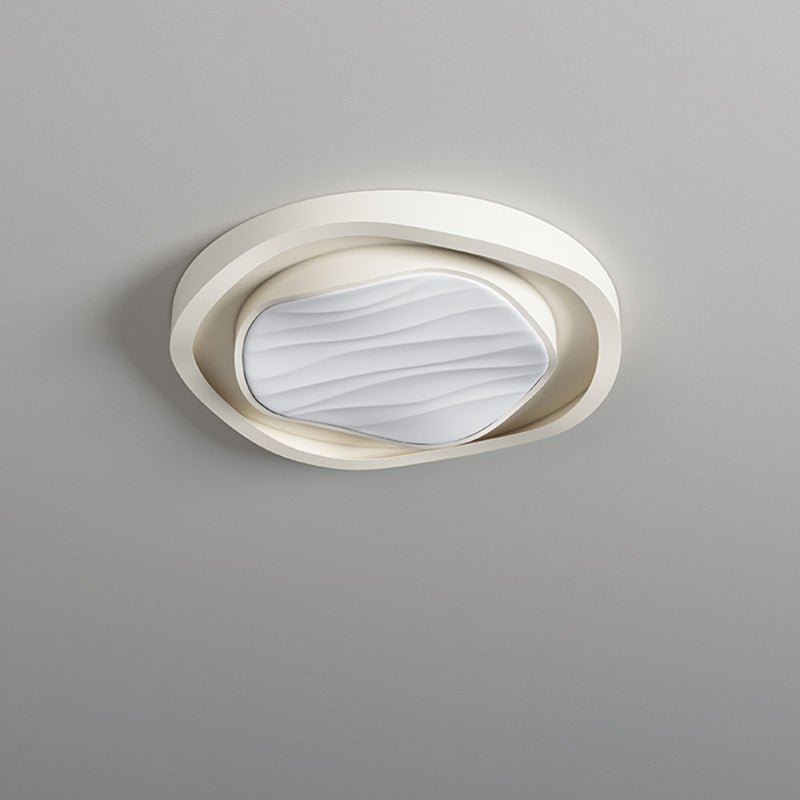 Modern Simplicity Cream Irregular Pentagon Triangle Iron Acrylic LED Flush Mount Ceiling Light For Bedroom