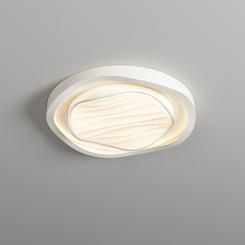 Modern Simplicity Cream Irregular Pentagon Triangle Iron Acrylic LED Flush Mount Ceiling Light For Bedroom