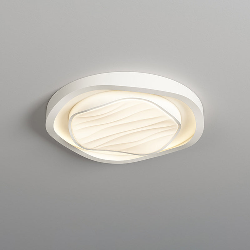 Modern Simplicity Cream Irregular Pentagon Triangle Iron Acrylic LED Flush Mount Ceiling Light For Bedroom