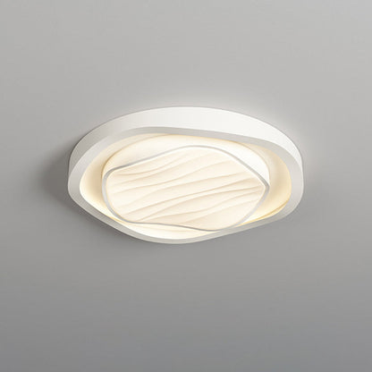 Modern Simplicity Cream Irregular Pentagon Triangle Iron Acrylic LED Flush Mount Ceiling Light For Bedroom