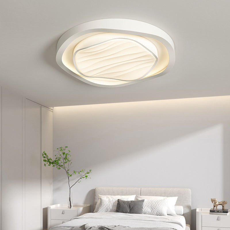 Modern Simplicity Cream Irregular Pentagon Triangle Iron Acrylic LED Flush Mount Ceiling Light For Bedroom