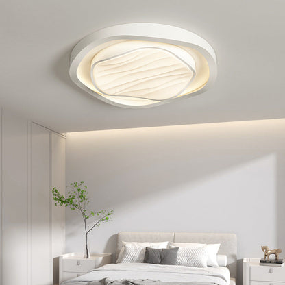 Modern Simplicity Cream Irregular Pentagon Triangle Iron Acrylic LED Flush Mount Ceiling Light For Bedroom