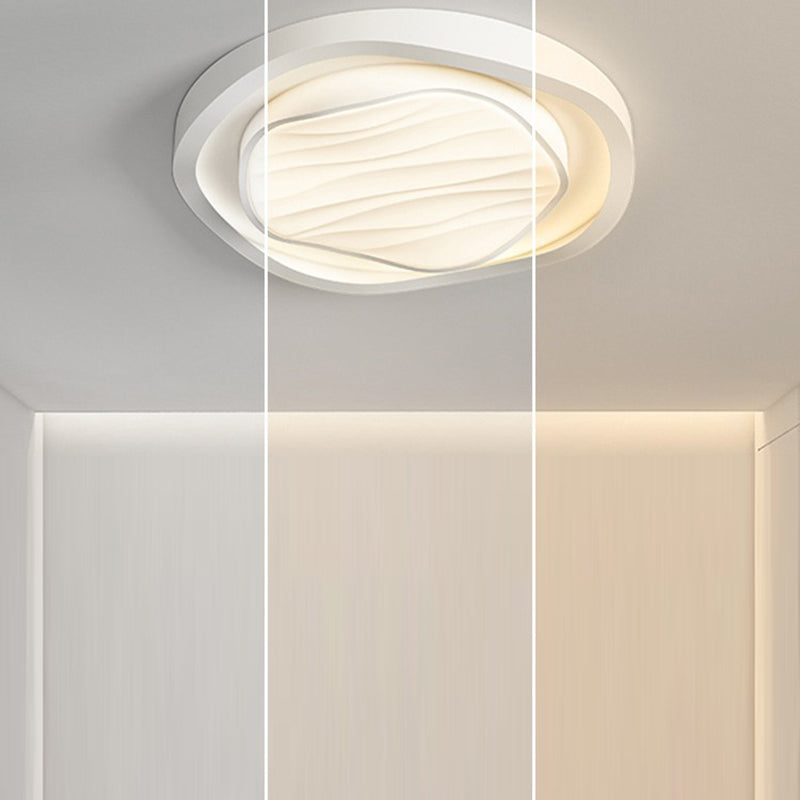 Modern Simplicity Cream Irregular Pentagon Triangle Iron Acrylic LED Flush Mount Ceiling Light For Bedroom