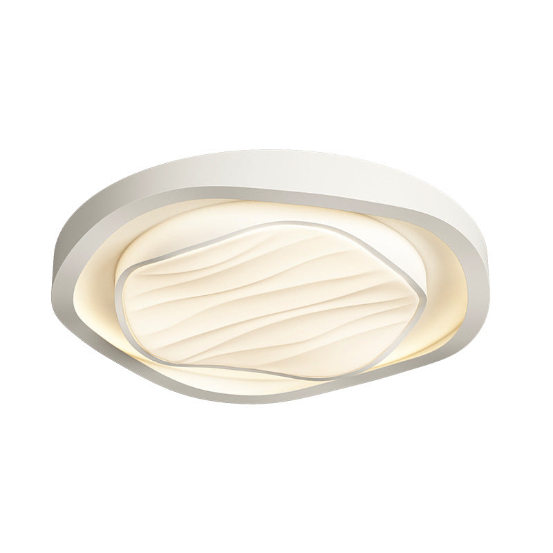 Modern Simplicity Cream Irregular Pentagon Triangle Iron Acrylic LED Flush Mount Ceiling Light For Bedroom