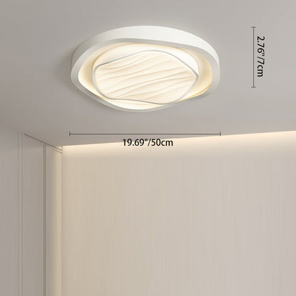 Modern Simplicity Cream Irregular Pentagon Triangle Iron Acrylic LED Flush Mount Ceiling Light For Bedroom
