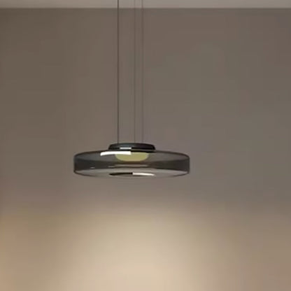 Modern Luxury Disc Glass Metal LED Pendant Light For Bedroom