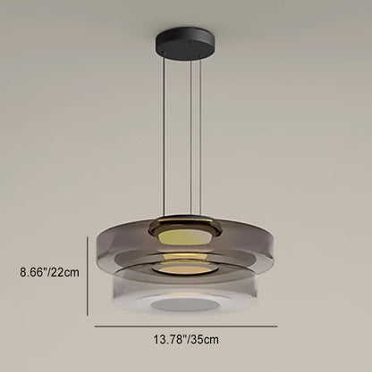 Modern Luxury Multi-Layered Disc Glass Metal LED Pendant Light For Living Room