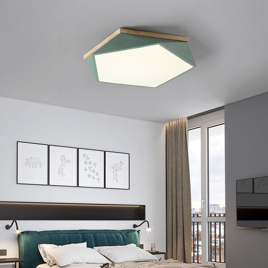 Modern Minimalist Geometric Pentagon Acrylic Iron LED Flush Mount Ceiling Light For Living Room