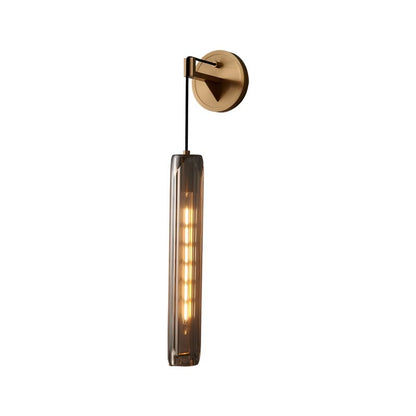 Modern Luxury Brass Crystal Column 1-Light Wall Sconce Lamp For Bedroom