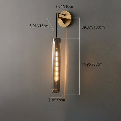 Modern Luxury Brass Crystal Column 1-Light Wall Sconce Lamp For Bedroom