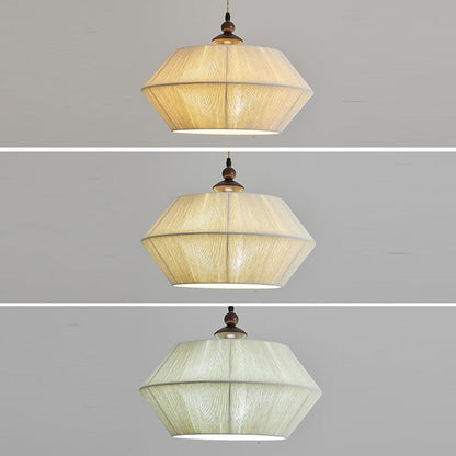 Traditional French Flying Saucer Shape Hemp Rope Wood 3-Light Chandelier For Living Room