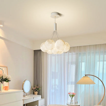 Contemporary Creative Iron PVC Round Cluster Bubble Moon Planet LED Chandelier For Bedroom