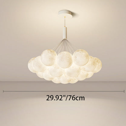 Contemporary Creative Iron PVC Round Cluster Bubble Moon Planet LED Chandelier For Bedroom