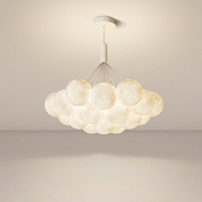 Contemporary Creative Iron PVC Round Cluster Bubble Moon Planet LED Chandelier For Bedroom