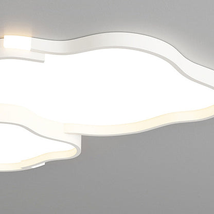 Contemporary Nordic Iron Acrylic Square Cloud Shade LED Flush Mount Ceiling Light For Living Room