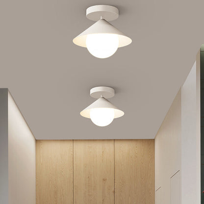 Contemporary Simplicity Cone Globe Shape Iron Acrylic 1-Light Semi-Flush Mount Light For Living Room