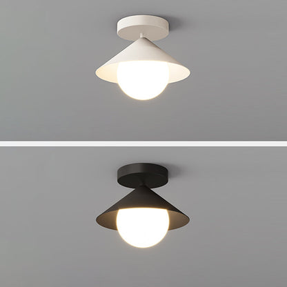 Contemporary Simplicity Cone Globe Shape Iron Acrylic 1-Light Semi-Flush Mount Light For Living Room