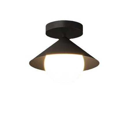 Contemporary Simplicity Cone Globe Shape Iron Acrylic 1-Light Semi-Flush Mount Light For Living Room